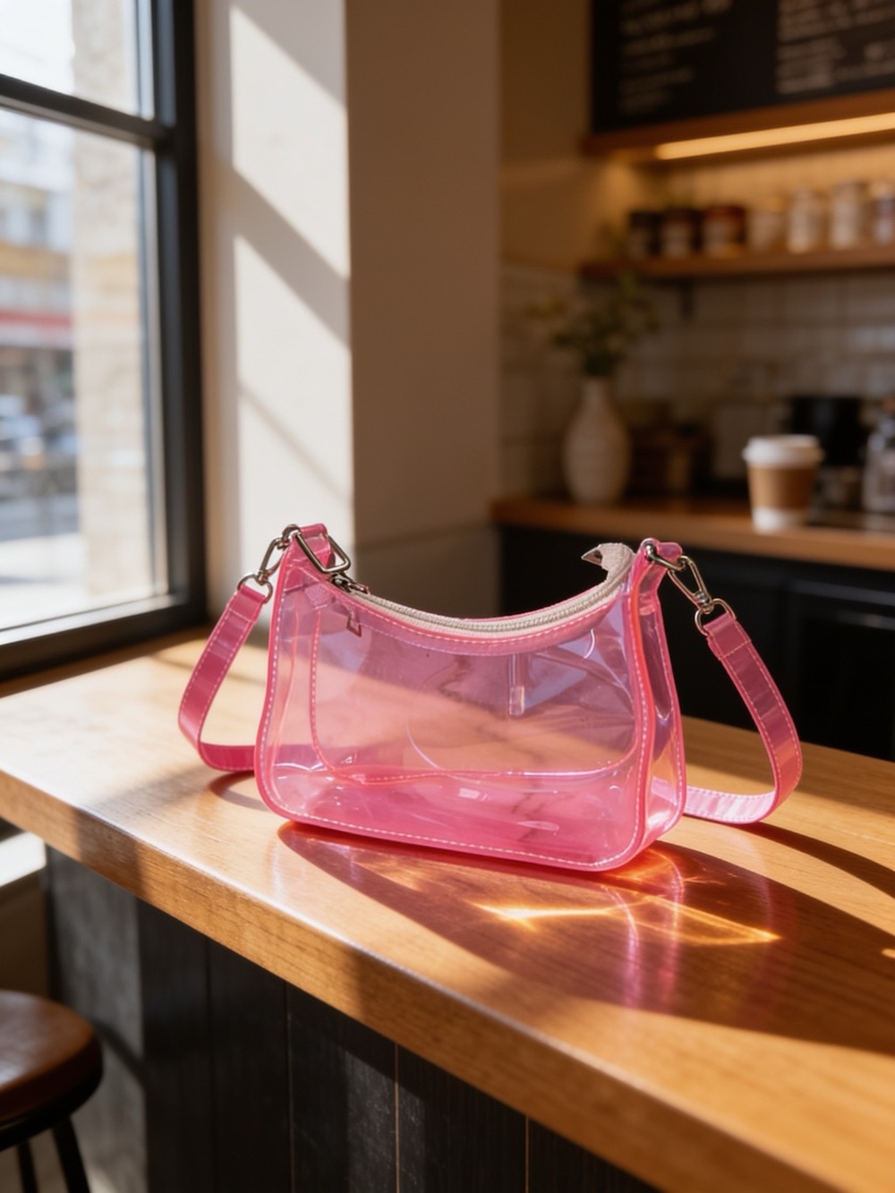Concert Stadium Tote Neon Pink Jelly Shoulder Bag - Picture 7 of 8